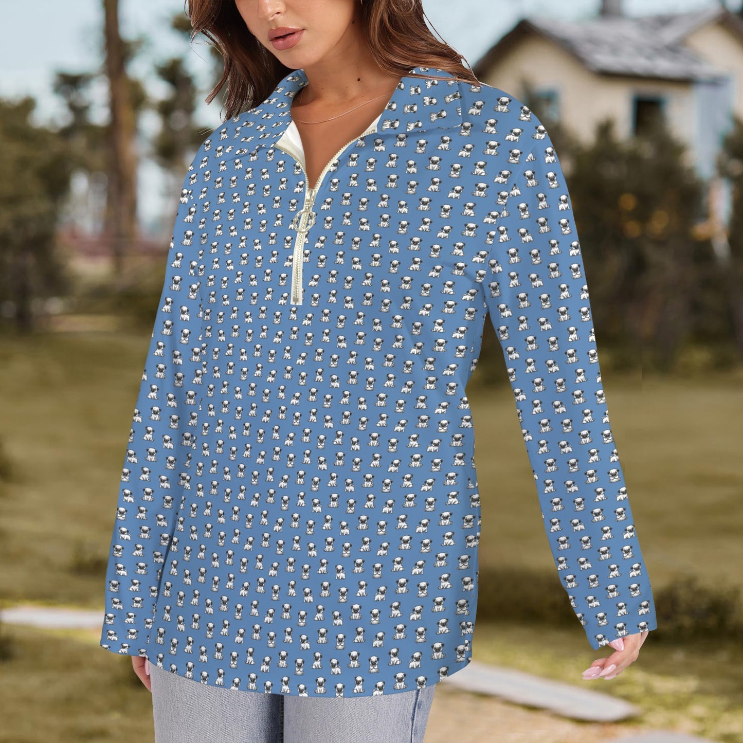Pugs Long Sleeve Half Zip