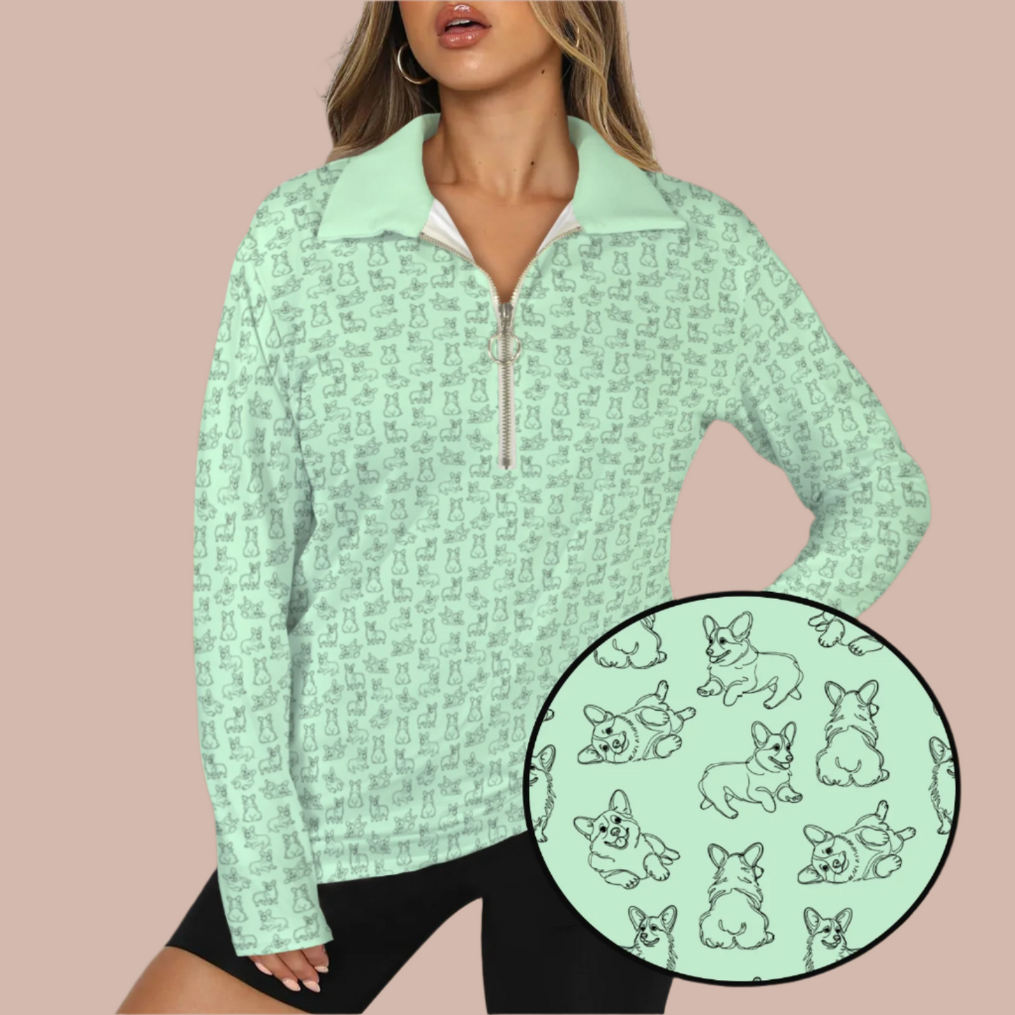 Corgi Half Zip Long Sleeve