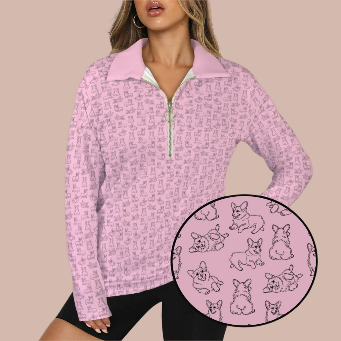 Corgi Half Zip Long Sleeve